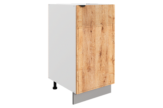 Бариста Шкаф рабочий L400 (1 дв. гл.) (правый) (белый/дуб европейский матовый)