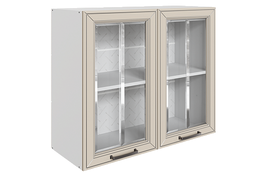 Атланта Шкаф навесной L800 Н720 (2 дв. рам.) (эмаль) (белый/сливки патина платина)