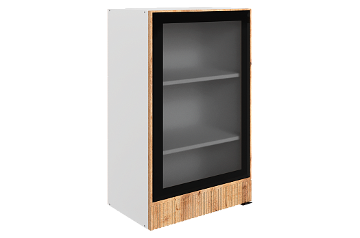 Бариста Шкаф навесной L500 Н900 (1 дв. рам.) (левый) (белый/дуб европейский матовый)