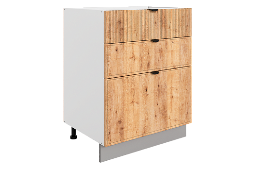 Бариста Шкаф рабочий L600 Старт (3 ящ.) (белый/дуб европейский матовый)