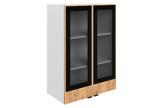 Бариста Шкаф навесной L600 Н900 (2 дв. рам.) (белый/дуб европейский матовый)