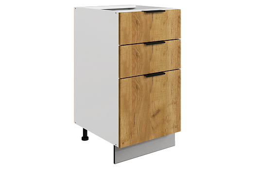 Стоун Шкаф рабочий L400 B500 Слим ( 3 ящ.) (белый/акация светлая)