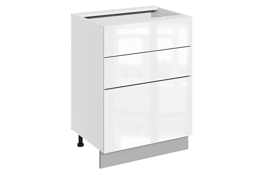 Кристи Шкаф рабочий L600 B500 Слим (3 ящ.) (эмаль) (белый/белый глянец)
