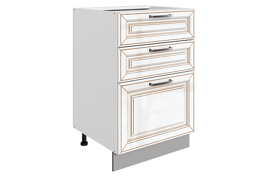 Атланта Шкаф рабочий L500 Старт (3 ящ.) (эмаль) (белый/белый глянец патина золото)