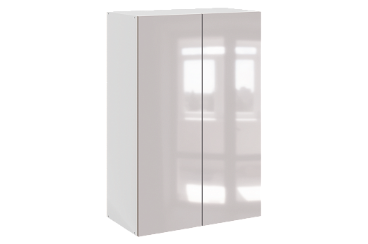 Кристи Шкаф навесной L600 Н900 (2 дв. гл.) (эмаль) (белый/дымчатый глянец)