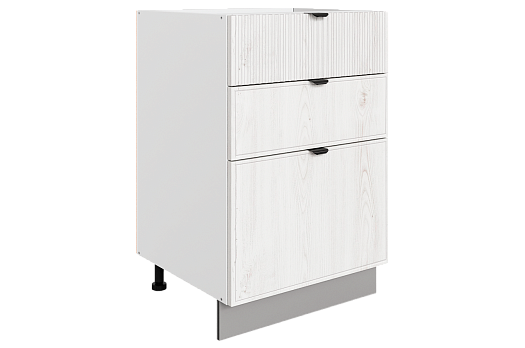 Бариста Шкаф рабочий L500 B500 Слим (3 ящ.) (белый/дуб белый матовый)