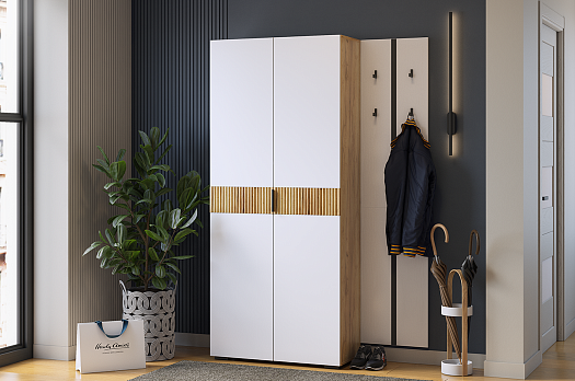 Прихожая "Мебельсон К28" (1200х350х1826) (дуб крафт золотой/белое дерево)