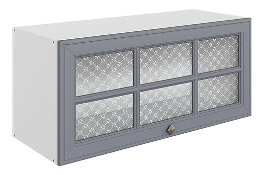 Мишель Шкаф навесной L600 Н360 (1 дв. реш.) (эмаль) (белый/серый)