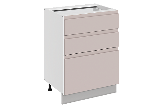 Фьюжн Шкаф рабочий L600 B500 Слим (3 ящ.) (эмаль) (белый/кофейный)