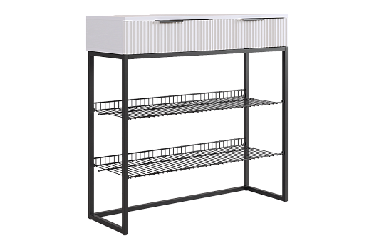 Обувница Классная 1 (белое дерево/белый матовый/черный муар)