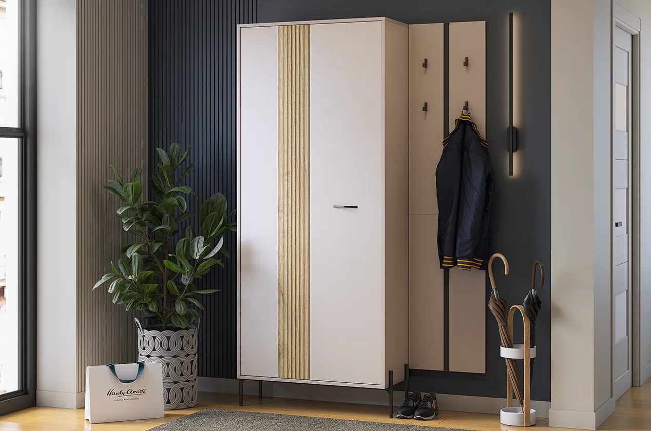 Прихожая "Мебельсон К29" (1220х350х1950) (дуб крафт золотой/кашемир)