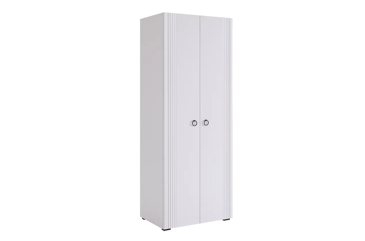 Ева Шкаф двухдверный 104.01 (белое дерево/белый матовый)