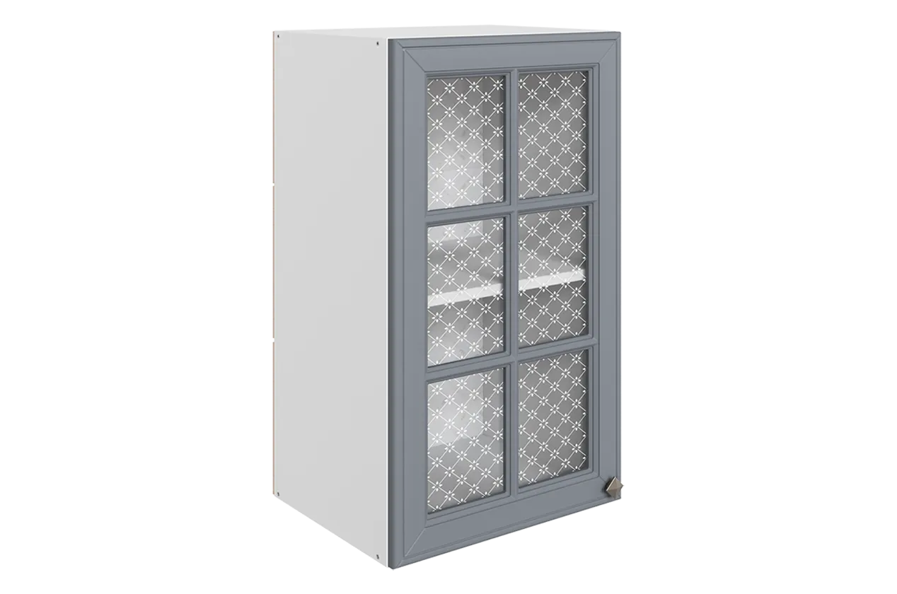 Мишель Шкаф навесной L400 Н720 (1 дв. реш.) (эмаль) (белый/серый)