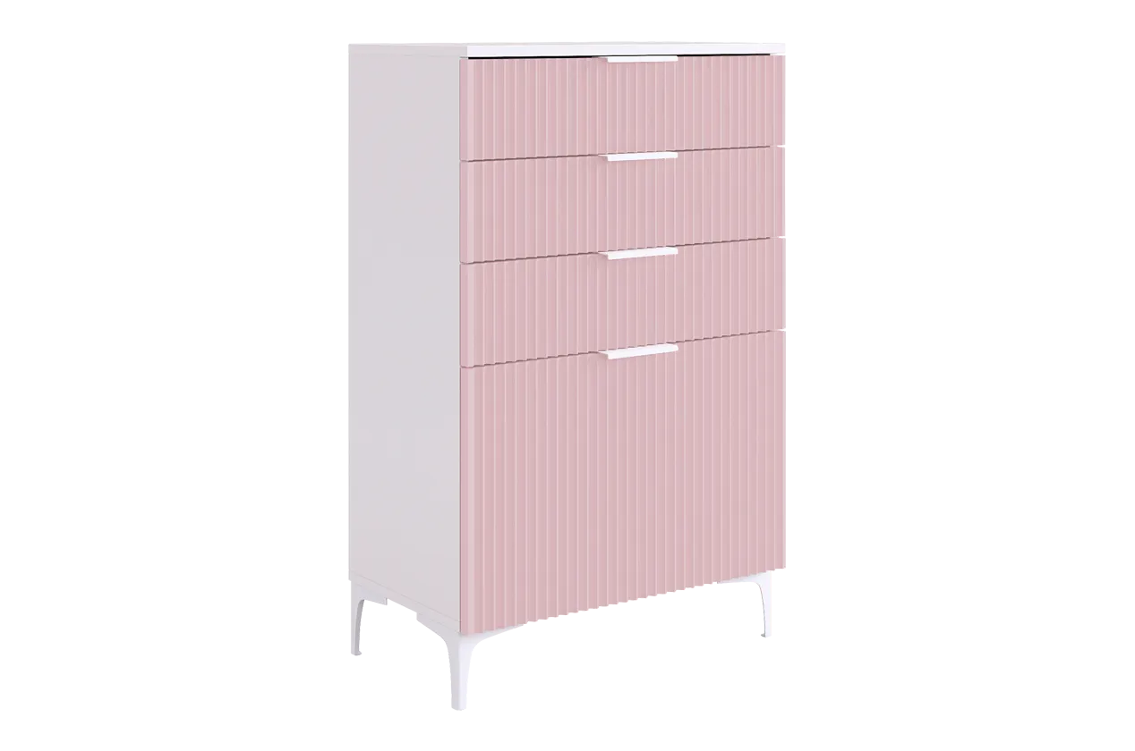 Зефир Комод (белое дерево/пудра розовая (эмаль))