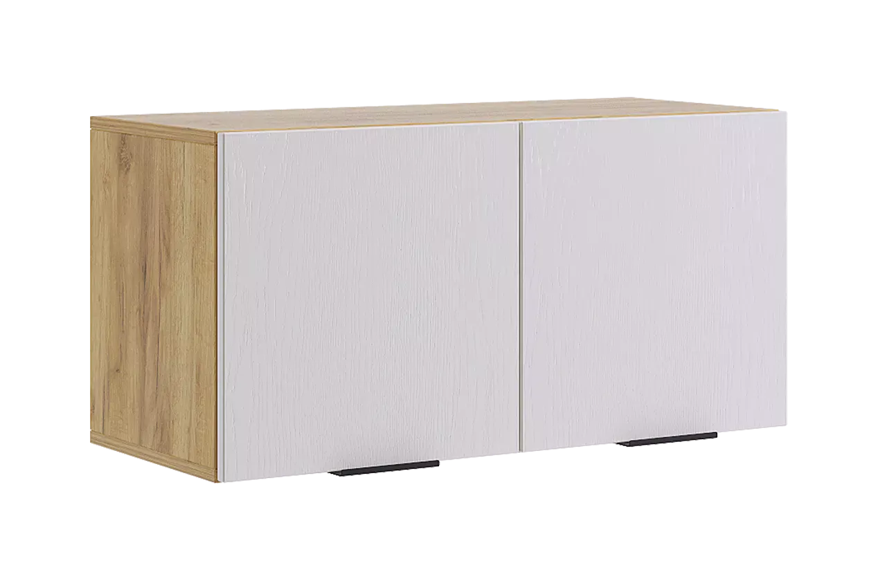 Бери Антресоль двухдверная (дуб крафт золотой/белое дерево)