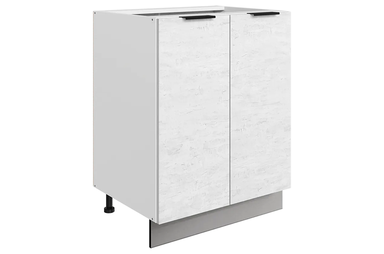 Стоун Шкаф рабочий L600 (2 дв. гл.) (белый/белая скала)