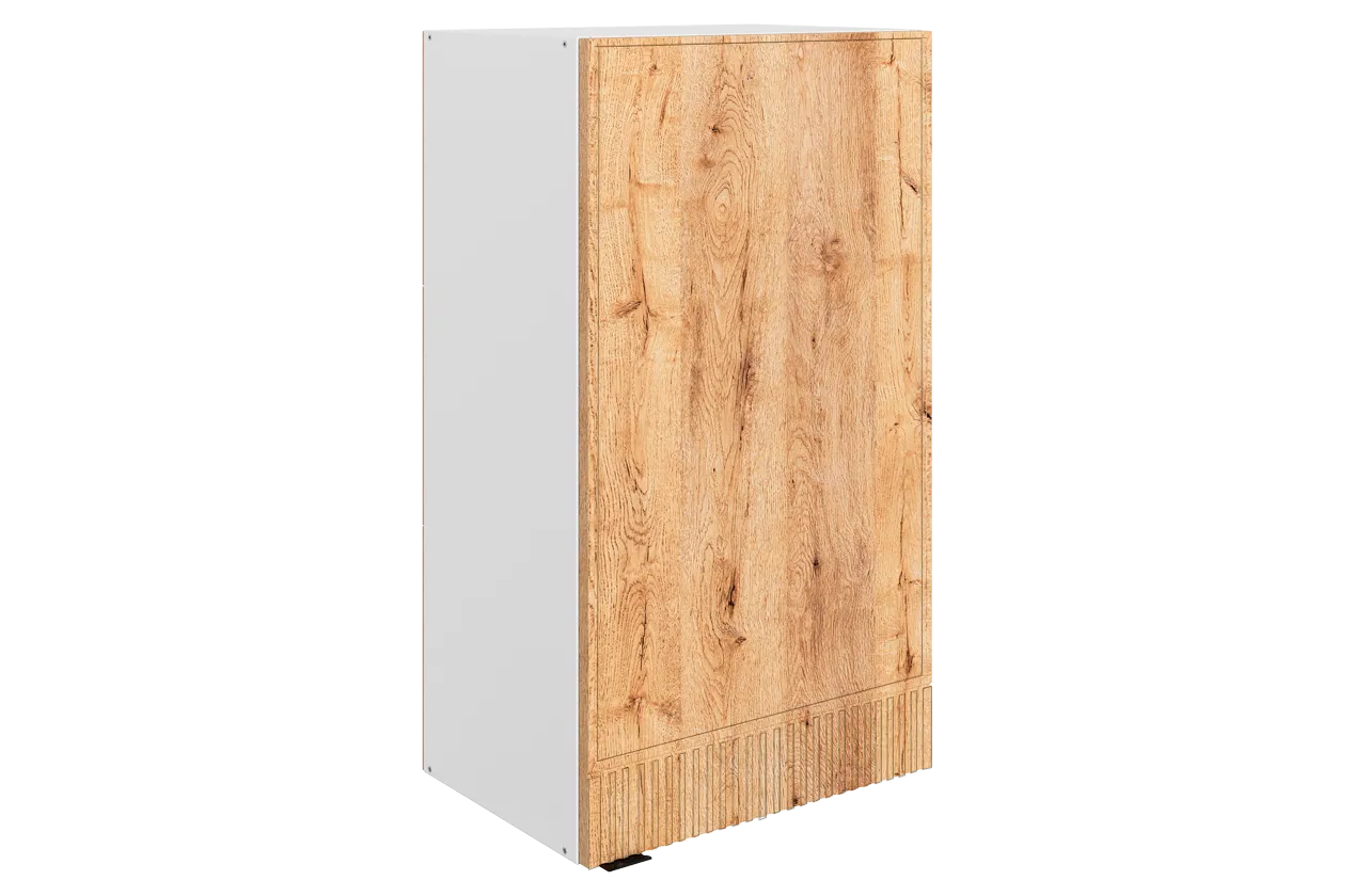 Бариста Шкаф навесной L450 Н900 (1 дв. гл.) (правый) (белый/дуб европейский матовый)