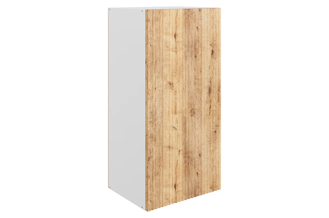 Марта Шкаф навесной L400 Н900 (1 дв. гл.) (белый/дуб европейский матовый)