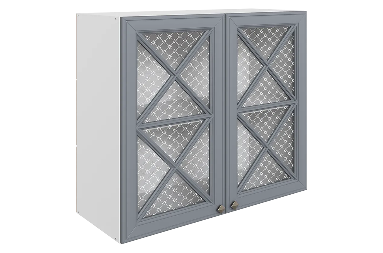 Мишель Шкаф навесной L800 Н720 (2 дв. крест.) (эмаль) (белый/серый)