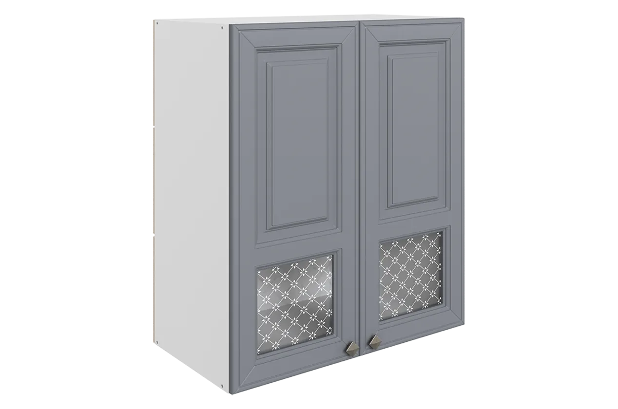 Мишель Шкаф навесной L600 Н720 (2 дв. окош.) (эмаль) (белый/серый)