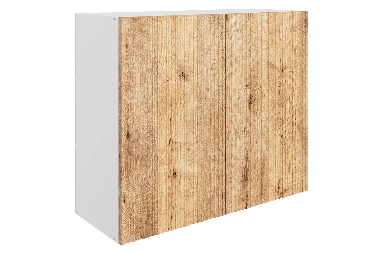Марта Шкаф навесной L800 Н720 (2 дв. гл.) (белый/дуб европейский матовый)