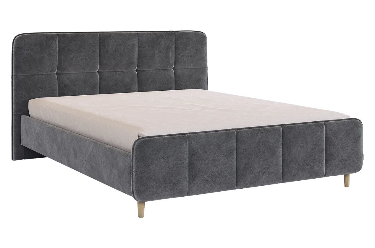 Кровать с основанием Грета 160х200 см (грей алькантара (велюр))