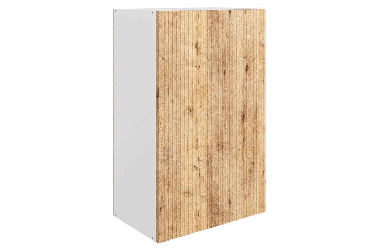 Марта Шкаф навесной L500 Н900 (1 дв. гл.) (белый/дуб европейский матовый)