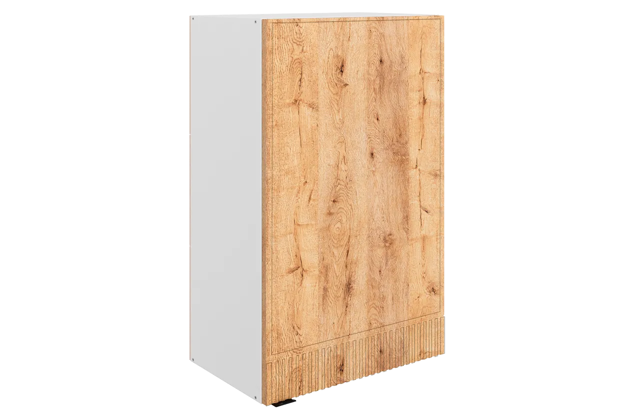 Бариста Шкаф навесной L500 Н900 (1 дв. гл.) (правый) (белый/дуб европейский матовый)