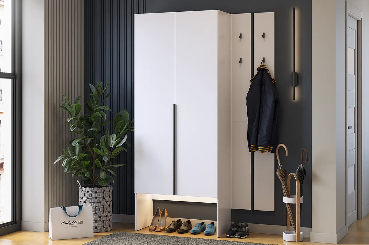 Прихожая "Мебельсон К27" (1200х350х1950) (белое дерево)