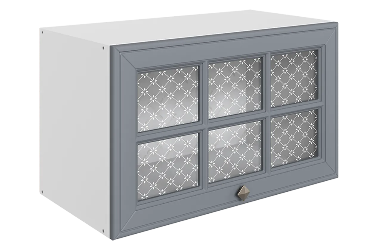 Мишель Шкаф навесной L600 Н360 (1 дв. рам.) (эмаль) (белый/серый)