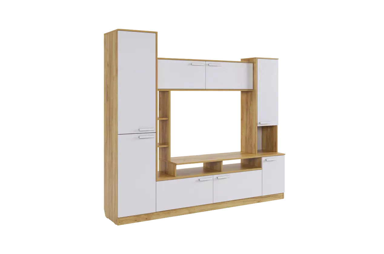 Мини-стенка Токио (дуб крафт золотой/белое дерево)