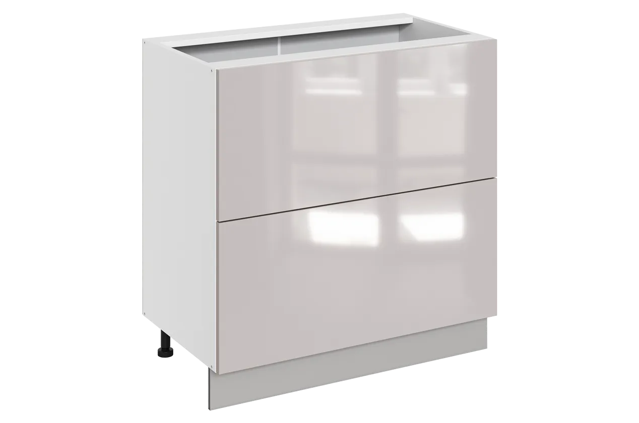 Кристи Шкаф рабочий L800 Старт (2 ящ.) (эмаль) (белый/дымчатый глянец)