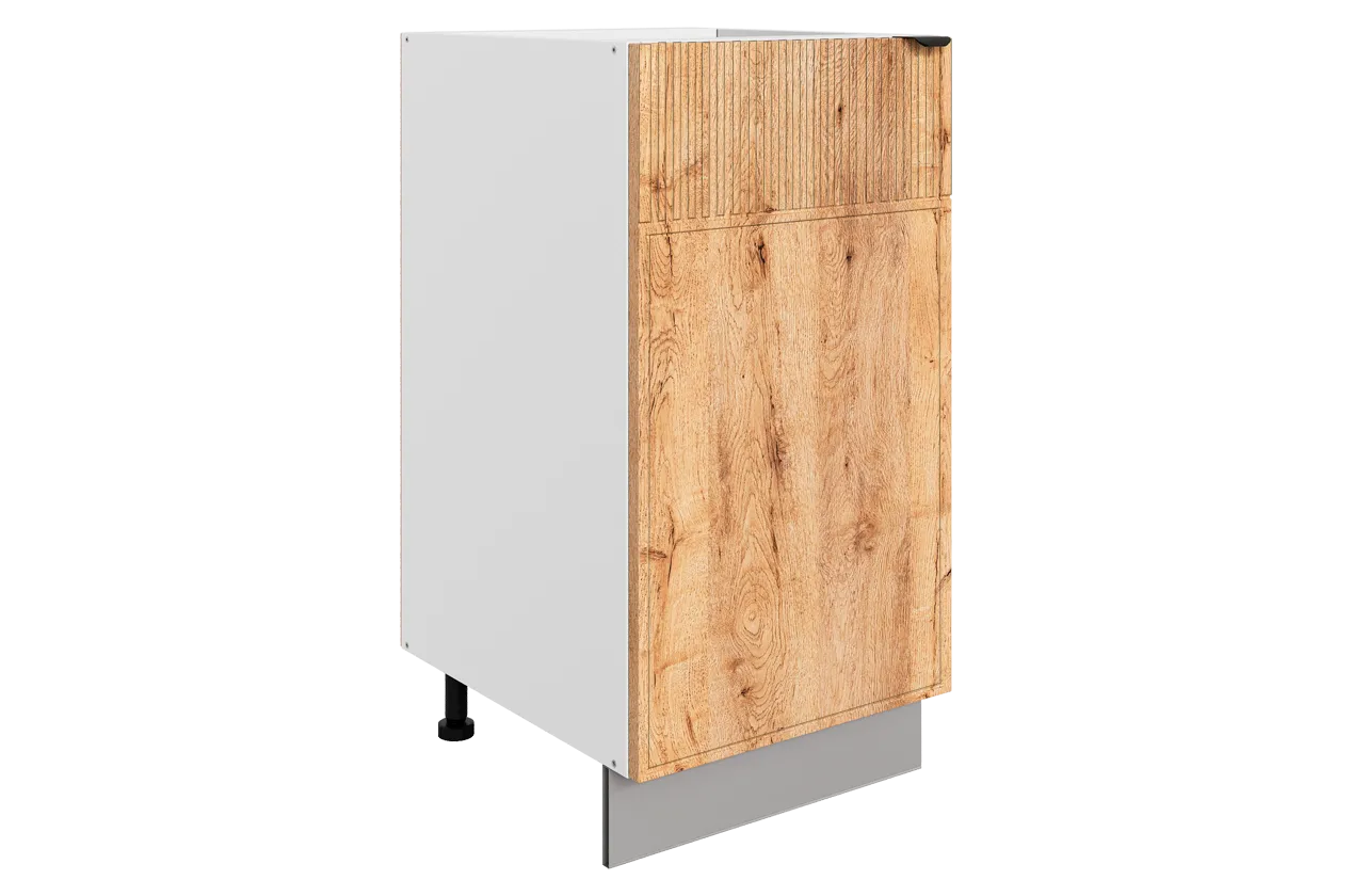 Бариста Шкаф рабочий L400 (1 дв. гл.) (левый) (белый/дуб европейский матовый)