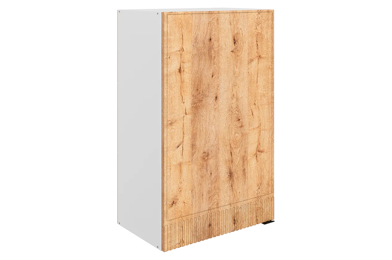 Бариста Шкаф навесной L500 Н900 (1 дв. гл.) (левый) (белый/дуб европейский матовый)