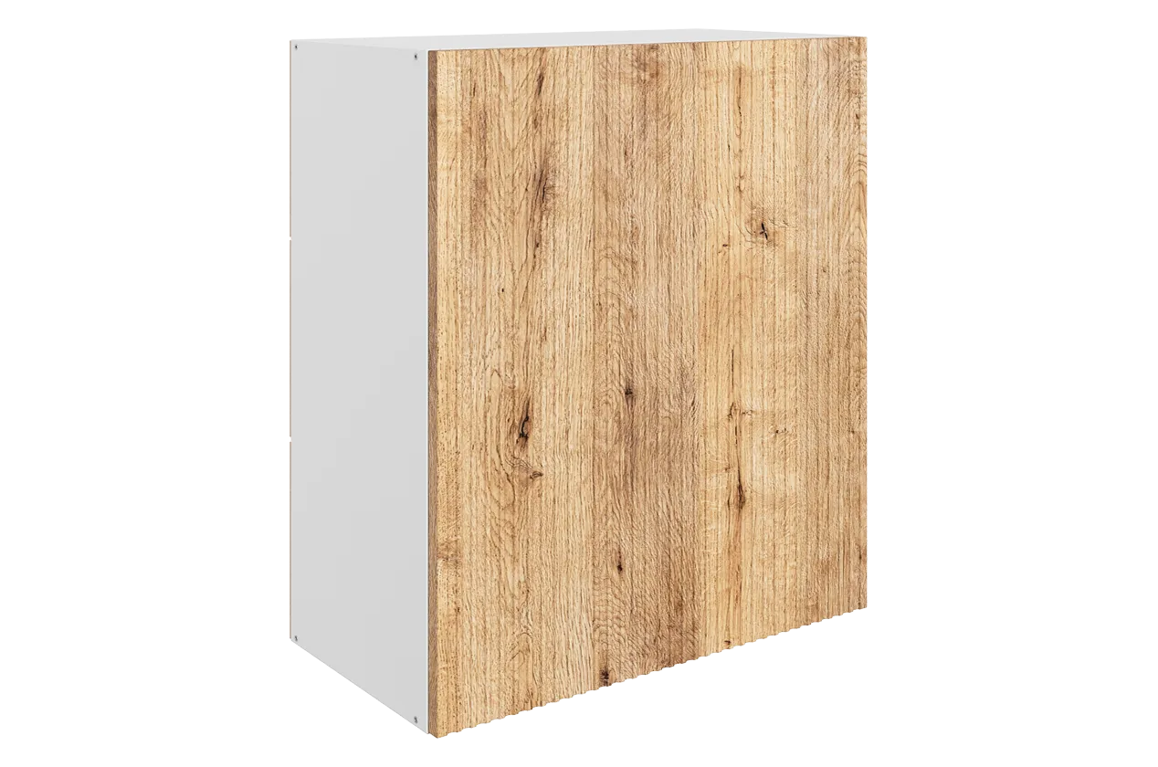 Марта Шкаф навесной L600 Н720 (1 дв. гл.) (белый/дуб европейский матовый)