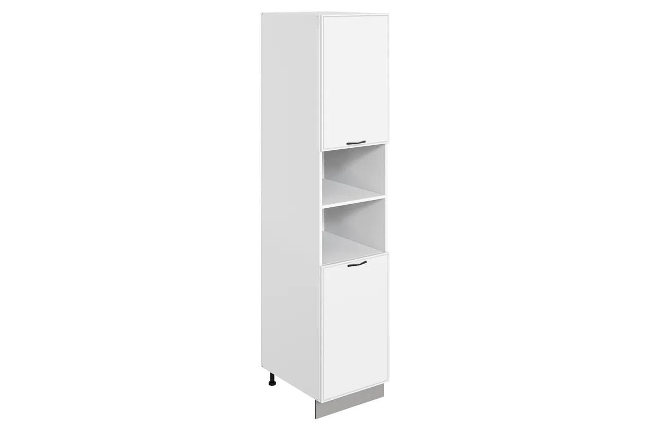 Монако Шкаф-пенал L450 H2141 (2 дв. гл.) (белый/милк матовый)