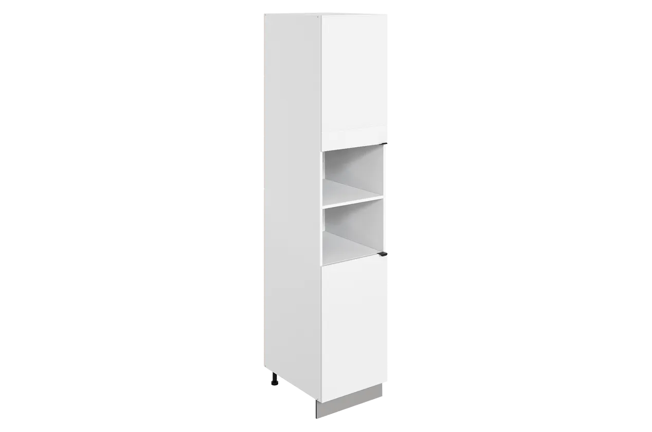 Бариста Шкаф-пенал L450 Н2141 (2 дв. гл.) (левый) (белый/милк матовый)