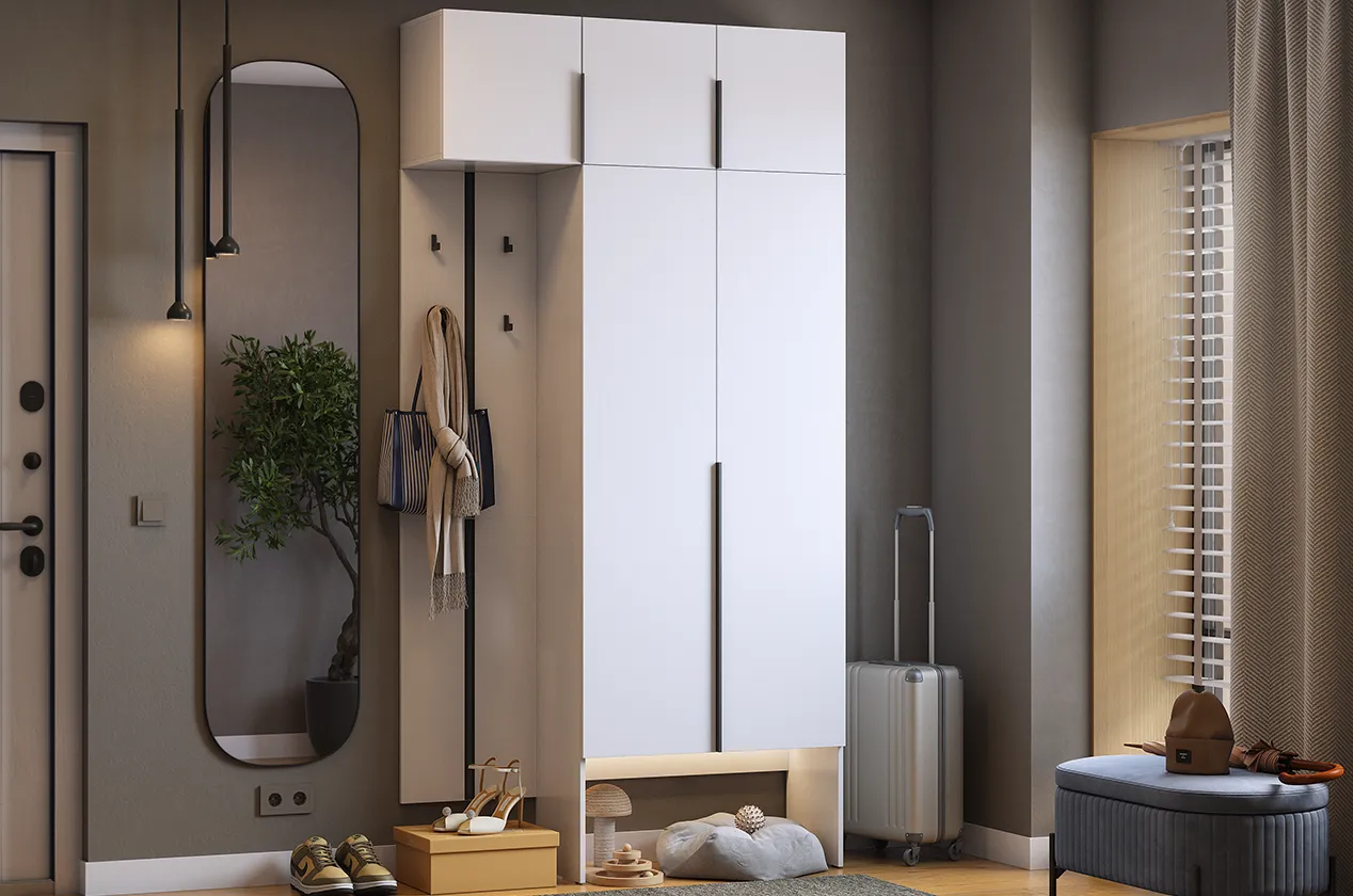 Прихожая "Мебельсон К30" (1200х350х2350) (белое дерево)