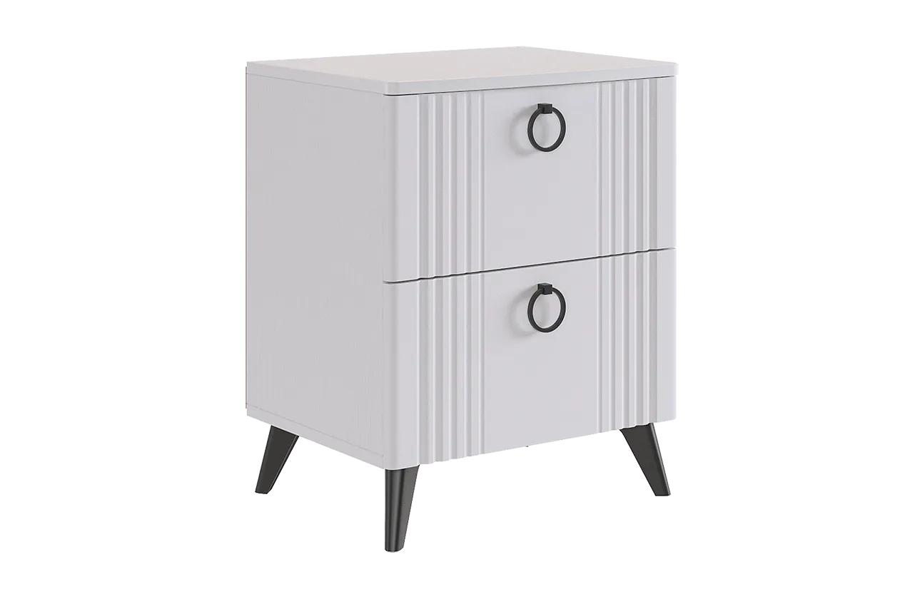 Ева Тумба прикроватная 2 (белое дерево/белый матовый)