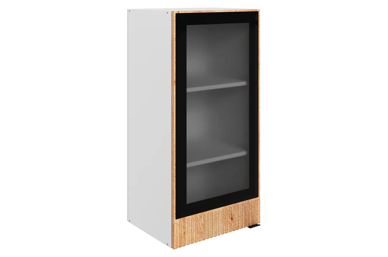 Бариста Шкаф навесной L400 Н900 (1 дв. рам.) (левый) (белый/дуб европейский матовый)