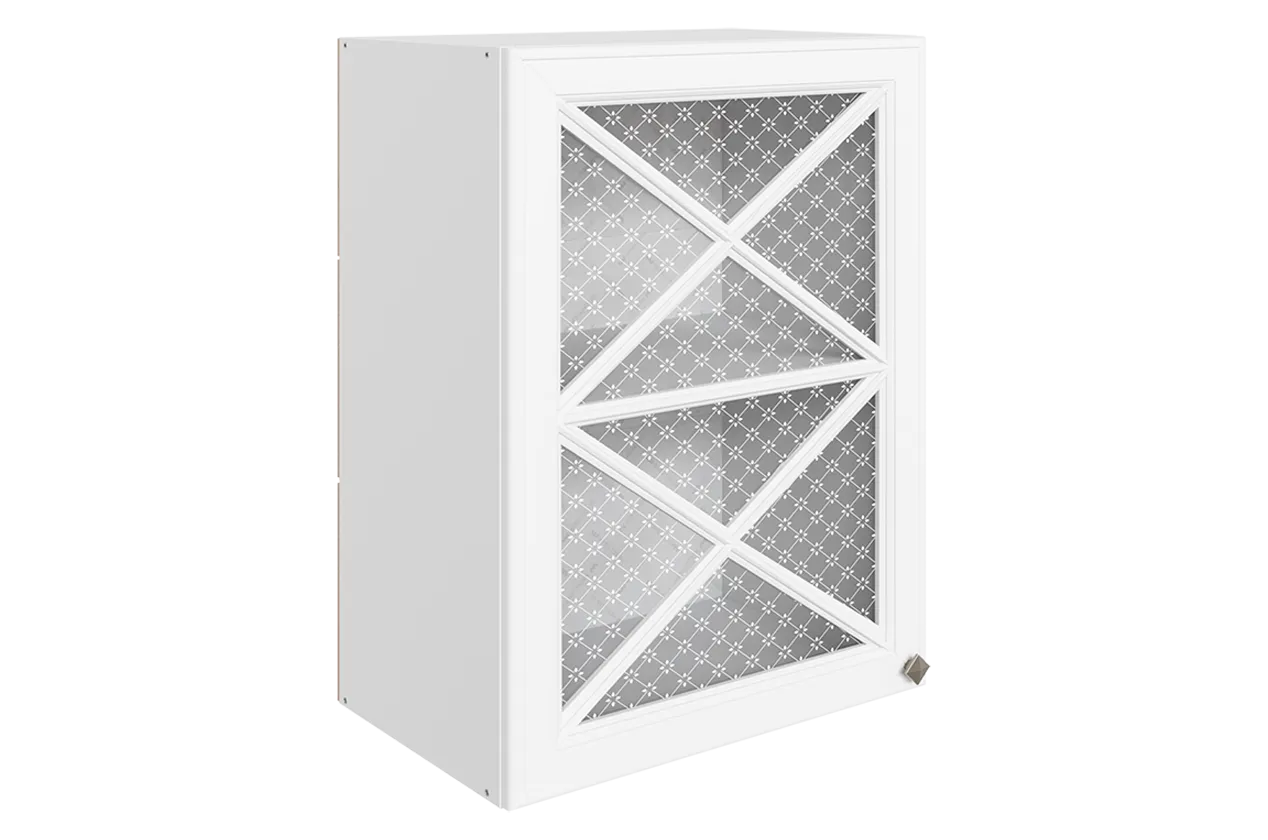 Мишель Шкаф навесной L500 Н720 (1 дв.крест.) (эмаль) (белый/белый)