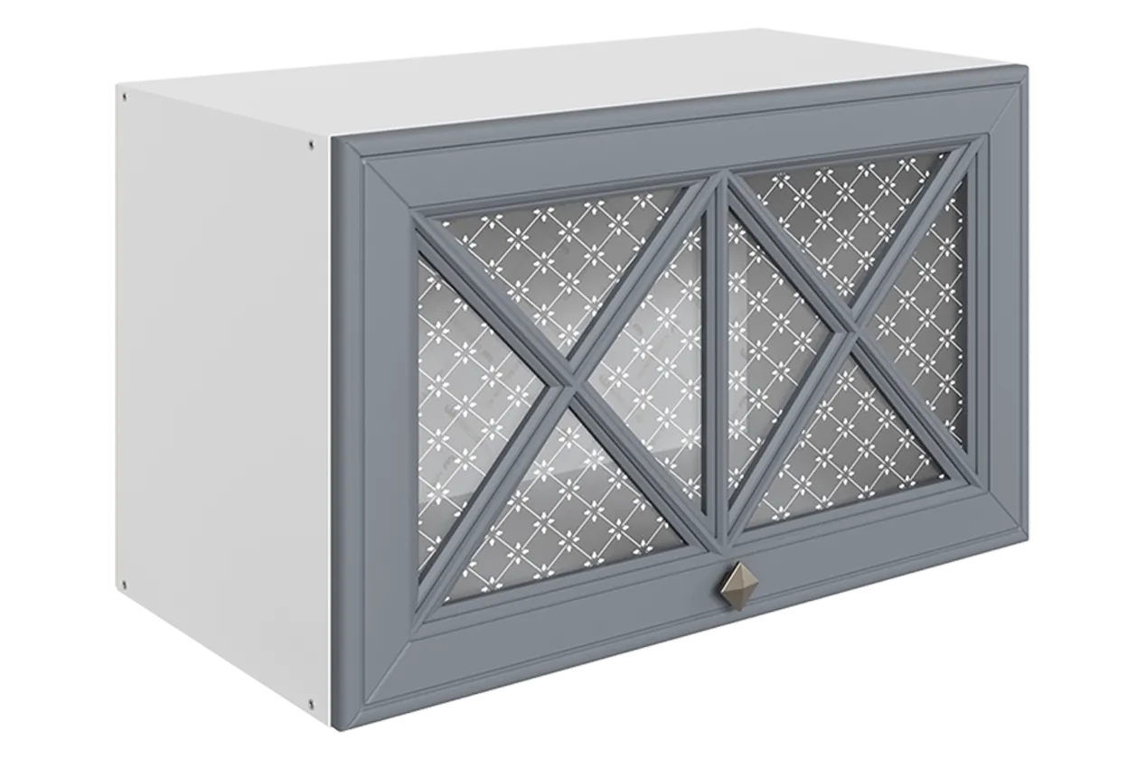 Мишель Шкаф навесной L600 Н360 (1 дв. крест.) (эмаль) (белый/серый)
