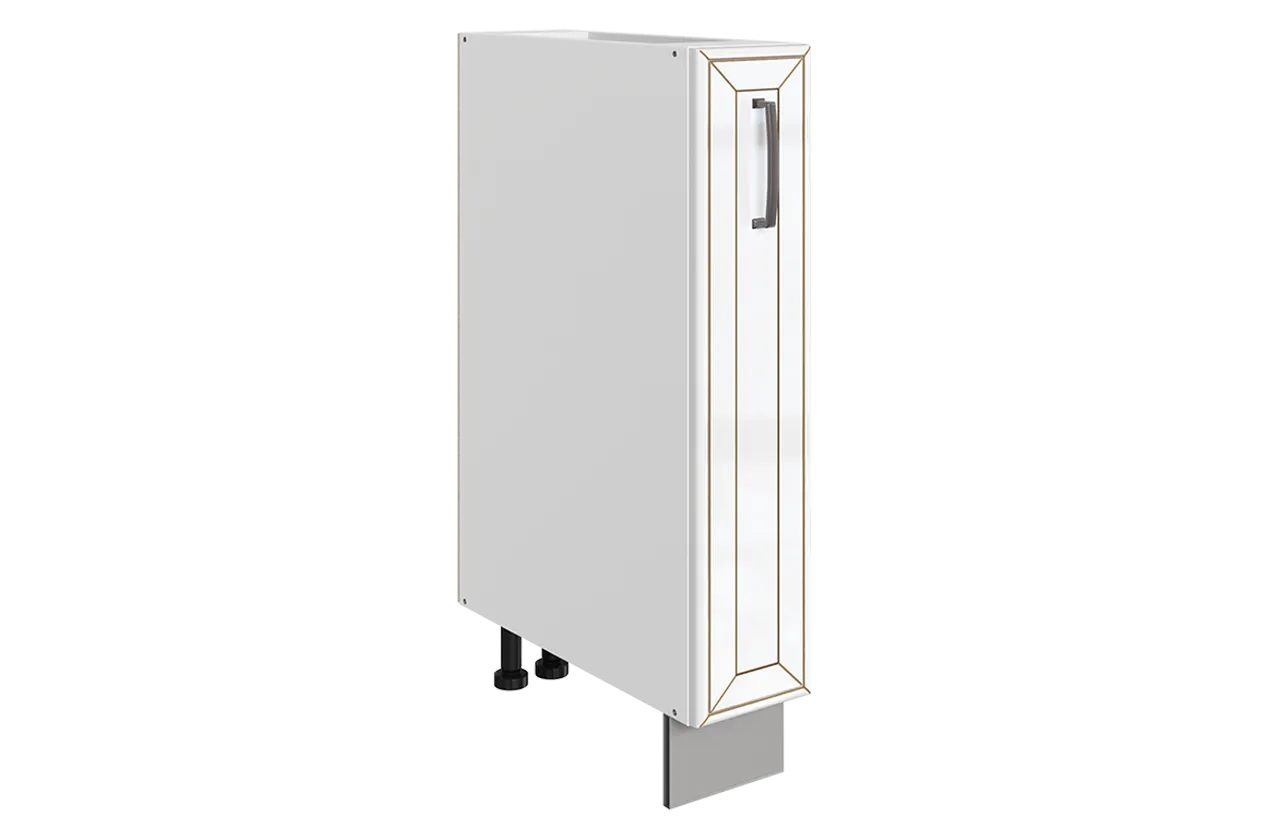 Атланта Шкаф рабочий L150 (1 дв.гл.) (эмаль) (белый/белый глянец патина золото)