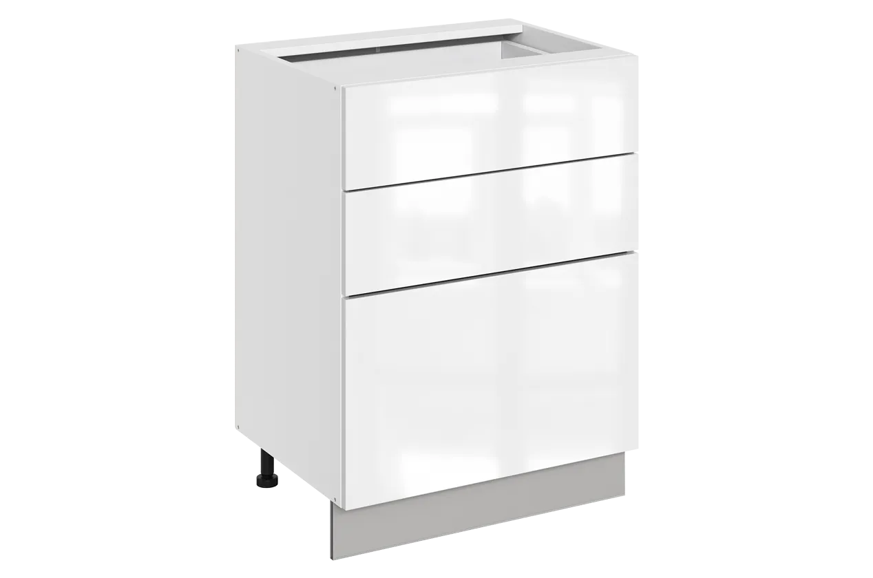 Кристи Шкаф рабочий L600 B500 Слим (3 ящ.) (эмаль) (белый/белый глянец)
