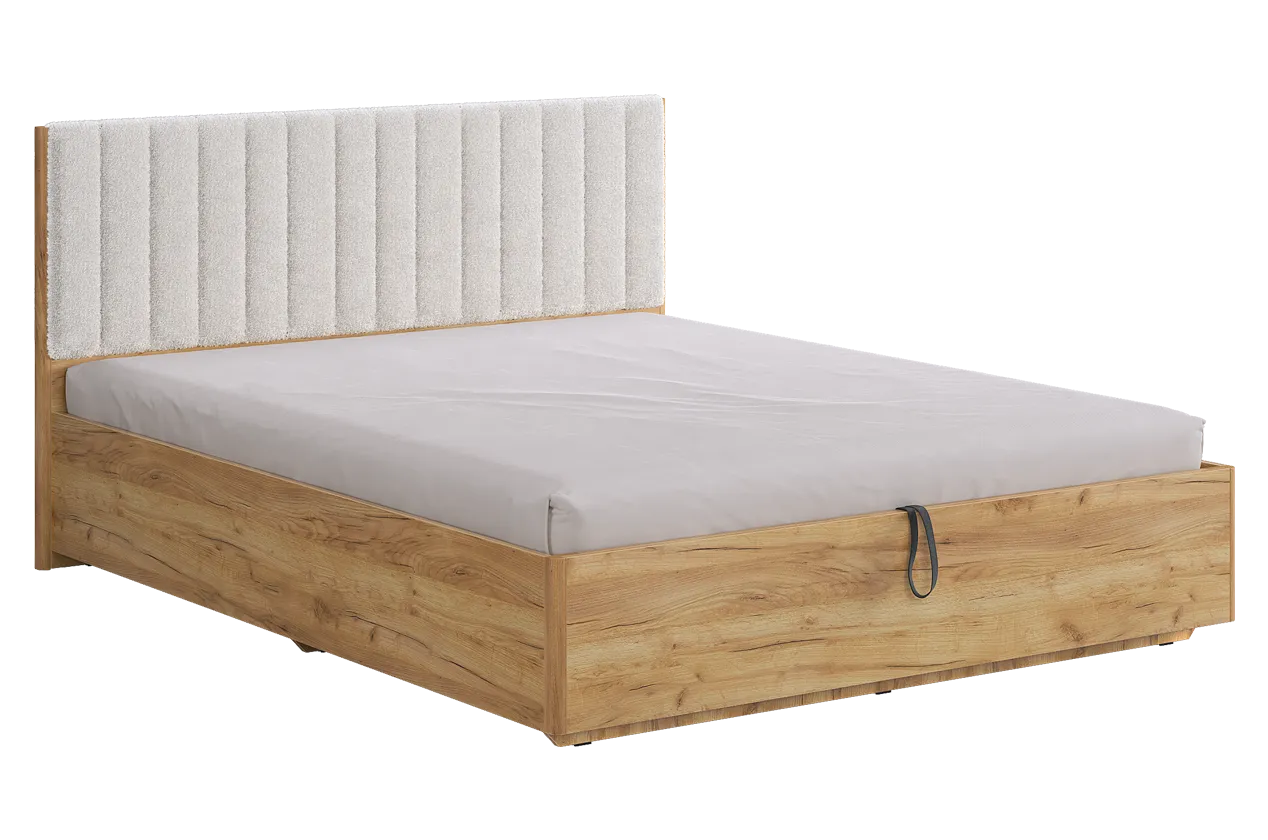 Кровать с подъемным механизмом Юлия 160х200 см (дуб крафт золотой/белый (плюш))