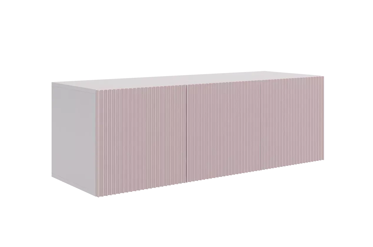 Зефир Антресоль трехдверная 119.01 (белое дерево/пудра розовая (эмаль))