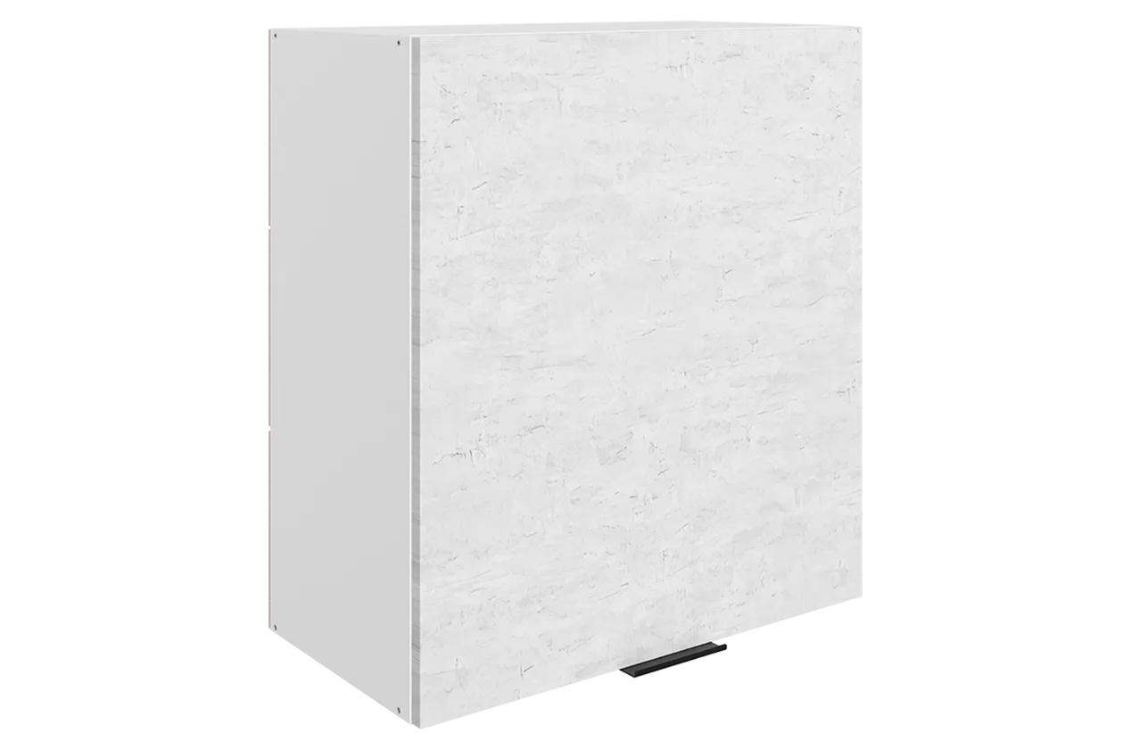 Стоун Шкаф навесной L600 Н720 (1 дв. гл.) (белый/белая скала)