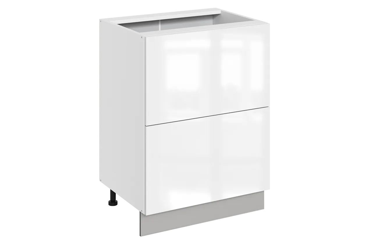 Кристи Шкаф рабочий L600 B500 Слим (2 ящ.) (эмаль) (белый/белый глянец)