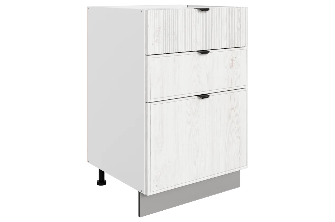 Бариста Шкаф рабочий L500 B500 Слим (3 ящ.) (белый/дуб белый матовый)