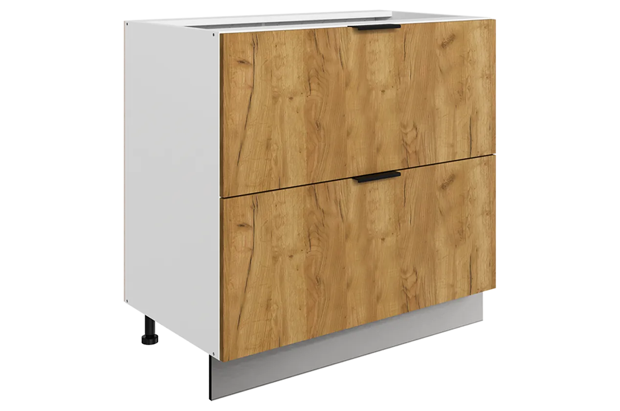 Стоун Шкаф рабочий L800 B500 Слим (2 ящ.) (белый/акация светлая)